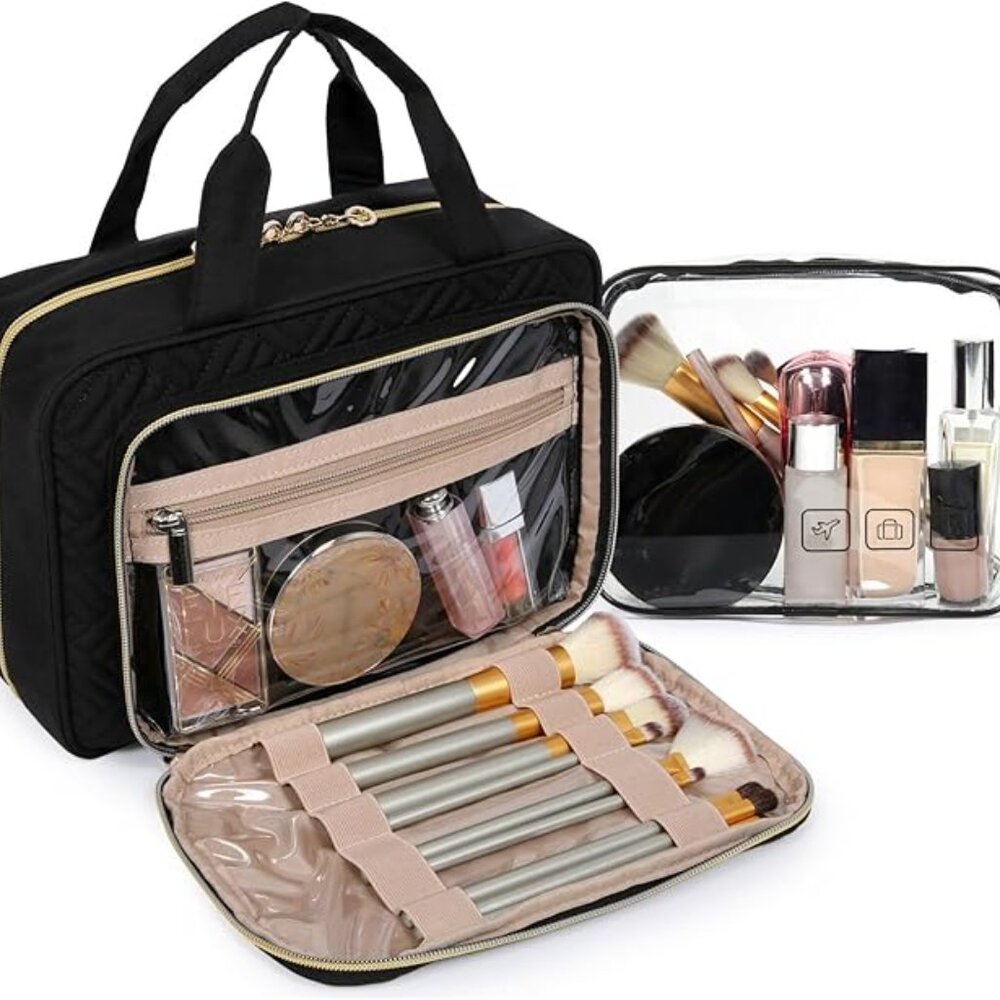 NWT BAGSMART Large Black Toiletry Bag Hanging Travel Makeup Organizer